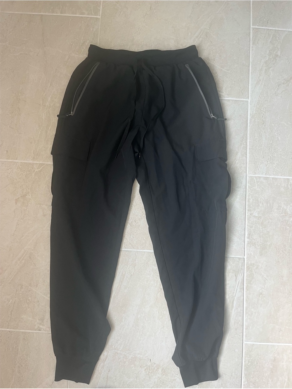 Women's Black Cargo Jogger Pants with Zip Pockets